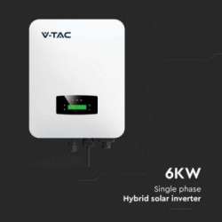 V-TAC Inverter Fotovoltaico Monofase Ibrido On-Grid / Off-Grid 6KW con Display LCD, Smart Meter e Accessori Inclusi Garanzia 5 A