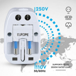V-TAC 8705 adattatore per presa di corrente Universale Bianco