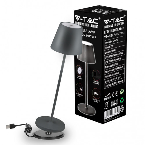 Led 2W Table Lamp(4400Ma Battery) 3000K Ip54...