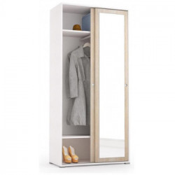 Terraneo EL115/1B2RIP Armadio 2 Ante Scorrevoli, Fronte Specchio, 2 Ripiani, 1 Tubo Appendiabiti, 90x45x195 cm