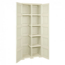 Armadio doppia anta portascope + 5 ripiani cm 79x43x203 in resina colore Angora - Omnimodus