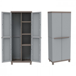 Armadietto portascope doppia anta 680 x 390 x h.1700 mm Resina Termoplastica alta resistenza Grigio/Tortora C-Rattan