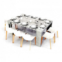 Terraneo EL542BETON Tavolo Consolle Cemento 2/4/6/8/10 Posti, Allungabile, 44/186x120x75 cm