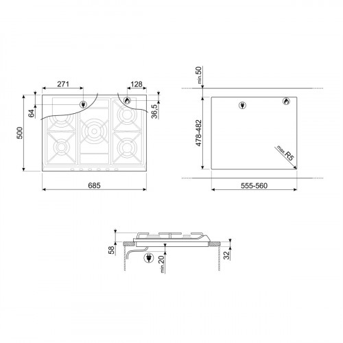 Smeg SR275X2 - Piano Cottura a Gas, 5...
