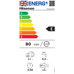 Hisense HV520E40UK - Lavastoviglie Slim da Incasso a Scomparsa Totale, 11 Coperti, Classe E
