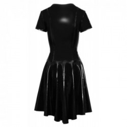 Black Level Vinyl Matrix - Miniabito Nero Lucido con Zip, Taglia 2XL