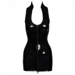 Black Level Vinyl Iris - Miniabito Nero Lucido con Zip, Taglia XL