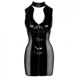 Black Level Vinyl Holly - Miniabito Nero Lucido con Zip, Taglia M