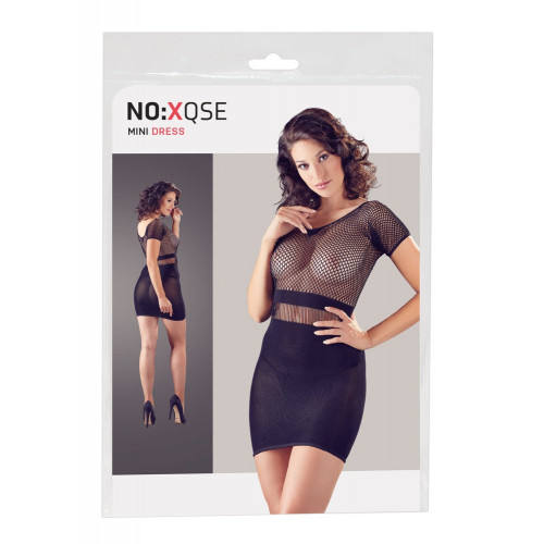 NoXqse Dress - Vestitino Nero con Top a Rete,...