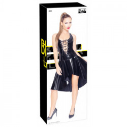 Black Level Vinyl Daytona - Miniabito Nero Lucido con Laccetti, Taglia L