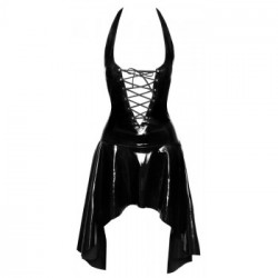 Black Level Vinyl Daytona - Miniabito Nero Lucido con Laccetti, Taglia S