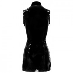 Black Level Anita Zip - Miniabito Nero Lucido con Zip, Taglia XL