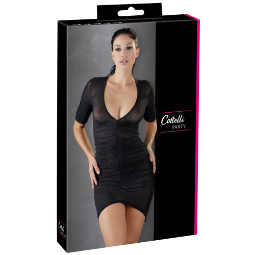 Cottelli Party Ruffles - Miniabito Nero, Taglia XL