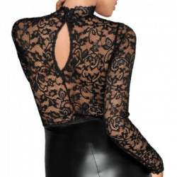 Noir Handmade Lace - Miniabto Nero con Top in Pizzo, Taglia S