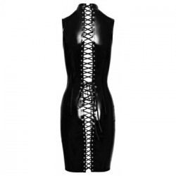 Black Level Helen - Miniabito Nero Lucido con Zip, Taglia L