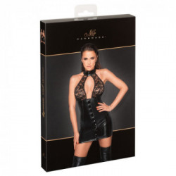 Noir Handmade Button - Miniabto Nero con Top in Pizzo, Taglia S