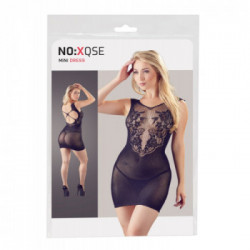 NoXqse Dress and String - Vestitino Nero con Top in Pizzo, Taglia S-L