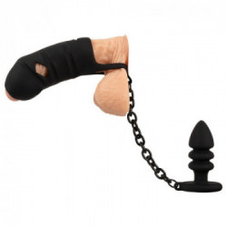 Black Velvets Cock Cage With Butt - Plug Anale con Guaina per Pene