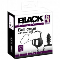 Black Velvets Ball Cage With Butt - Plug Anale con Anello per il Pene