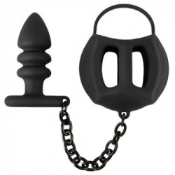 Black Velvets Ball Cage With Butt - Plug Anale con Anello per il Pene