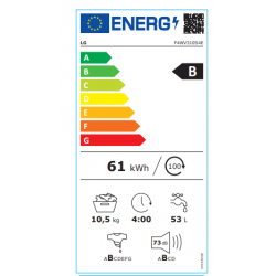 Lg F4WV310S4E - Lavatrice Intelligente AIDD, 10,5 Kg, Vapore, 1400 Giri/min, Carica Frontale, Classe B