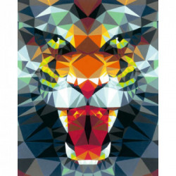Ravensburger - CreArt Tigre stile Poligono, Kit per Dipingere con i Numeri, Contiene Tavola Prestampata 24x30 cm, Pennello, Colo
