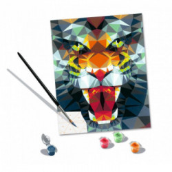Ravensburger - CreArt Tigre stile Poligono, Kit per Dipingere con i Numeri, Contiene Tavola Prestampata 24x30 cm, Pennello, Colo
