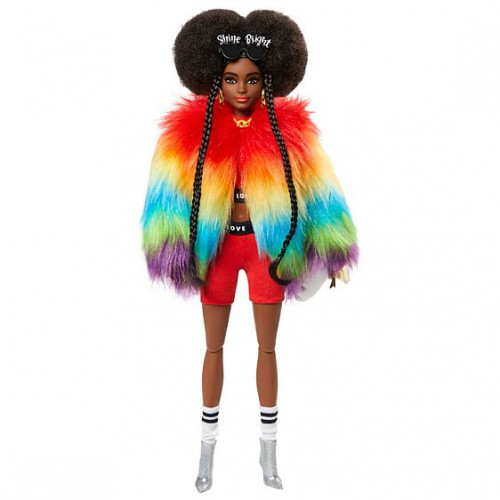 Barbie Extra Doll 1 in Rainbow Coat with Pet...