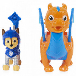 PAW Patrol Set di action figure Chase and Dragon Draco Rescue Knights, giocattoli per bambini dai 3 anni in su