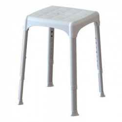 Sgabello da bagno ad altezza regolabile 305 x 305 x h. 390-540 mm Bianco e Anodizzato 