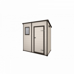 Keter Manor Pent 6x4 Beige - Casetta giardino, 200,5x111x183,5 cm, Effetto Legno