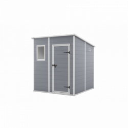 Keter Manor Pent 6x6 European Grey - Casetta giardino, 200x185x183 cm, Effetto Legno