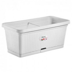 Fioriera cassetta Natural con riserva acqua e ruote color Bianco