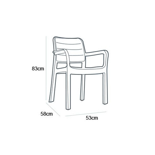 Sedia con braccioli Tisara Cappuccino cm 58x53x83