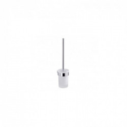 Supporto con portascopino WC da muro Pirenei cromato lucido e vetro satinato