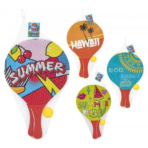 RACCHETTONI SPIAGGIA 24X38X0,8CM C/PALLINA 4ASS