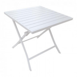 Amicasa Sibari, Tavolo da Esterno Alluminio 77x77x73 cm, 2 Posti Bianco