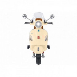 E-Spidko Vespa GTS Super Sport a batteria 12V, colore crema, mis. 102 x 75 x 51 cm, accensione con effetti sonori, clacson