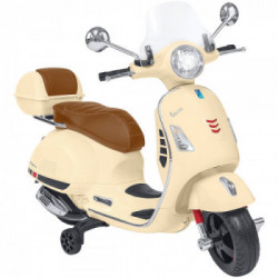 E-Spidko Vespa GTS Super Sport a batteria 12V, colore crema, mis. 102 x 75 x 51 cm, accensione con effetti sonori, clacson