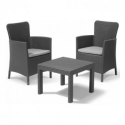 Allibert Salvador Grafite - Salotto da Giardino, 2 Poltrone e 1 Tavolino