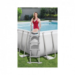 Bestway Power Steel Piscina Fuori Terra Rettangolare 488x244x122 cm, Pompa Filtro a Cartuccia, Telo Copertura, Scala e Dosatore