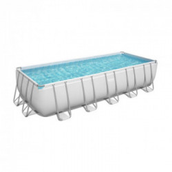 Bestway Power Steel Piscina Fuori Terra Rettangolare 640x274x132 cm, Pompa Filtro a Cartuccia, Telo Copertura, Scala e Dosatore	