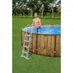 Bestway Power Steel Swim Vista Piscina Fuori Terra Rotonda, 488x122 cm, Pompa a Filtro, Scaletta, Telo, Dosatore