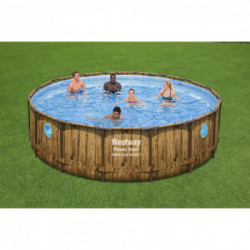 Bestway Power Steel Swim Vista Piscina Fuori Terra Rotonda, 488x122 cm, Pompa a Filtro, Scaletta, Telo, Dosatore