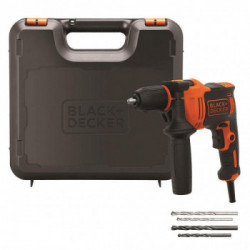 Black Decker BEH710K-QS - Trapano a Percussione a Filo Compact, 4 Extra Punte in Valigetta, 710 W, Arancione/Nero