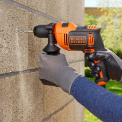 Black Decker BEH710K-QS - Trapano a Percussione a Filo Compact, 4 Extra Punte in Valigetta, 710 W, Arancione/Nero