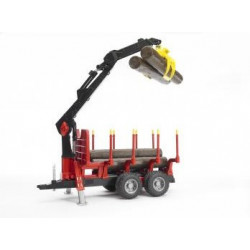 Bruder 02252 - Rimorchio per Trasporto Legno a 2 Assi con Braccio Meccanico e 4 Tronchi