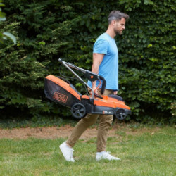 Black+Decker BCMW3318L2-QW - Rasaerba a Batteria, 18V-36V, Scocca 33 cm, Cesto 35 Lt. con 2 Batterie 2,5 Ah in Dotazione