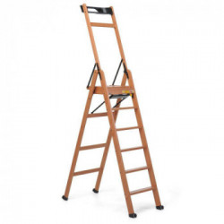Foppapedretti LaScala 6 - Scala a 6 Gradini con Ruote, Portata Max 120 Kg, Noce