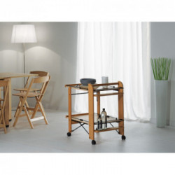 Foppapedretti Serivice - Carrello Portavivande, 2 Ripiani, Chiudibile, 2 Ruote Piroettanti, Rimane in Piedi, Noce
